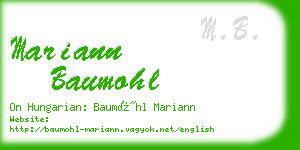 mariann baumohl business card